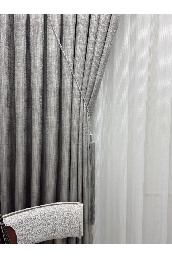 NİVEMESHOME ELİS V-5402 ANTRASİT 1/3 PİLELİ FON PERDE APM