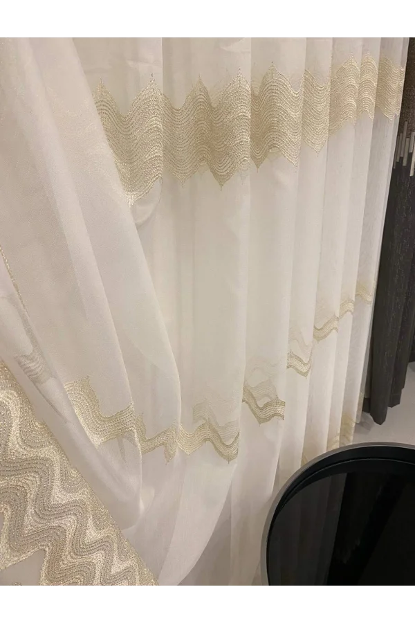 NİVEMESHOME ELİSTA WELLEN GOLD 1/3 DICHTES VOILE VORHANG APM