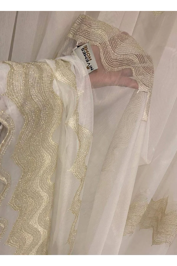 NİVEMESHOME ELİSTA WELLEN GOLD 1/3 DICHTES VOILE VORHANG APM