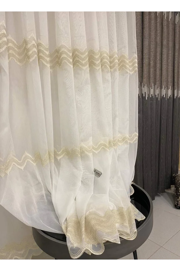 NİVEMESHOME ELİSTA WELLEN GOLD 1/3 DICHTES VOILE VORHANG APM