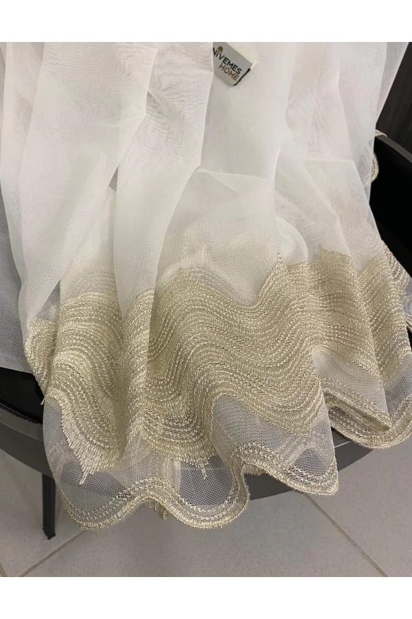 NİVEMESHOME ELİSTA WELLEN GOLD 1/3 DICHTES VOILE VORHANG APM