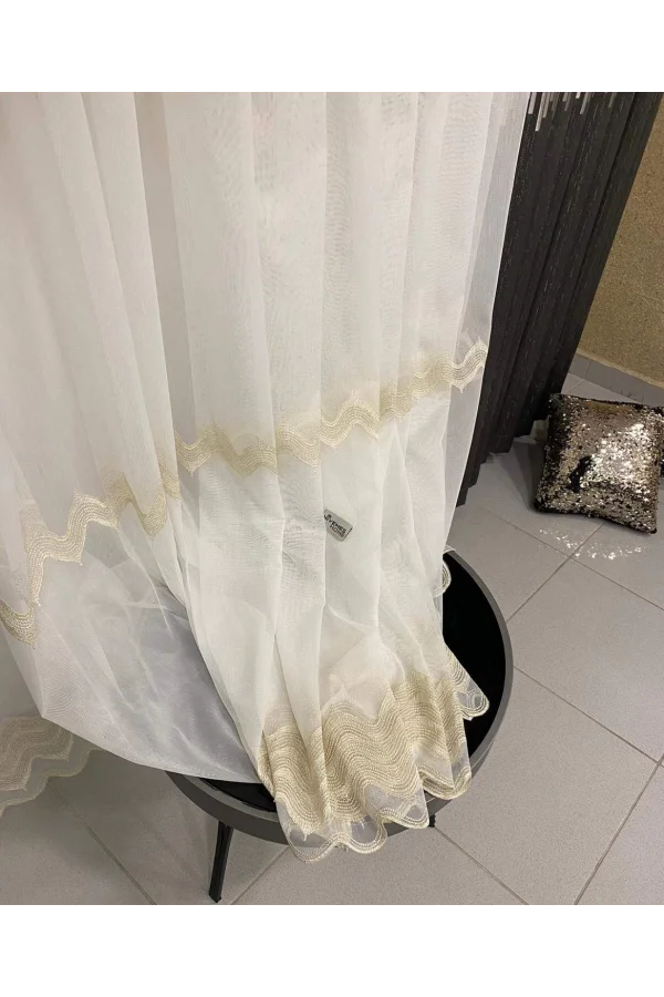 NİVEMESHOME ELİSTA WELLEN GOLD 1/3 DICHTES VOILE VORHANG APM