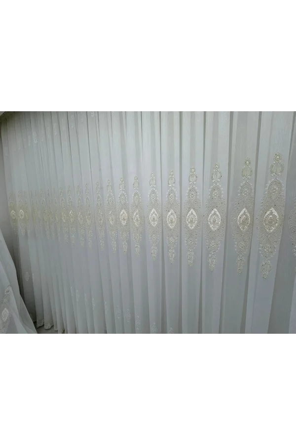 NİVEMESHOME ELİSYA 3812 GOLD IŞILTILI 1/2,5 PİLELİ BAMBU TÜL PERDE