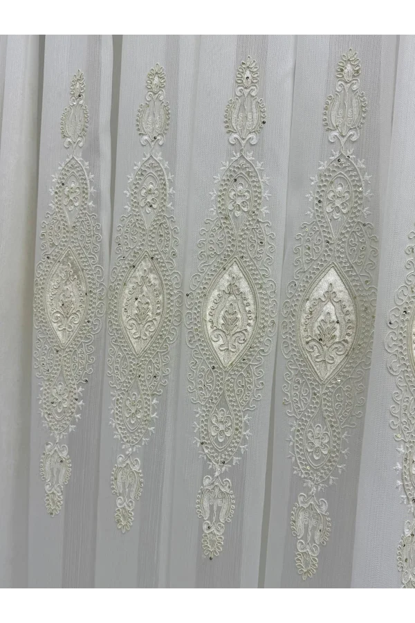 NİVEMESHOME ELİSYA 3812 GOLD IŞILTILI 1/2,5 PİLELİ BAMBU TÜL PERDE