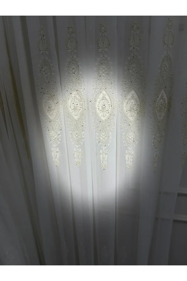 NİVEMESHOME ELİSYA 3812 GOLD IŞILTILI 1/2,5 PİLELİ BAMBU TÜL PERDE