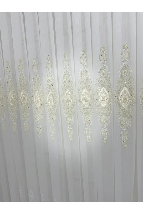 NIVEMESHOME ELÍSYA 3812 ORO BRILLANTE 1/3 PLEGADO DE BAMBÚ CORTINA DE TUL