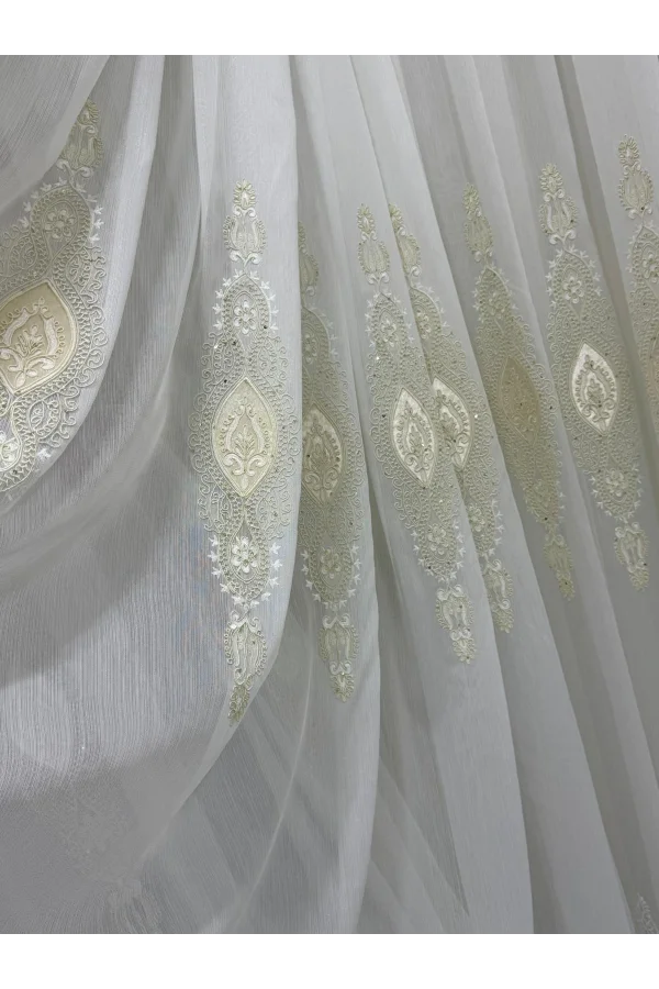 NIVEMESHOME ELÍSYA 3812 ORO BRILLANTE 1/3 PLEGADO DE BAMBÚ CORTINA DE TUL