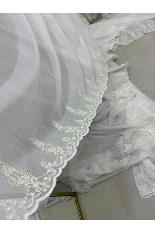 NIVEMESHOME ELÍSYA 3812 ORO BRILLANTE 1/3 PLEGADO DE BAMBÚ CORTINA DE TUL