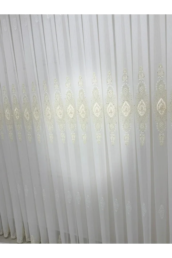 NIVEMESHOME ELÍSYA 3812 ORO BRILLANTE 1/3 PLEGADO DE BAMBÚ CORTINA DE TUL