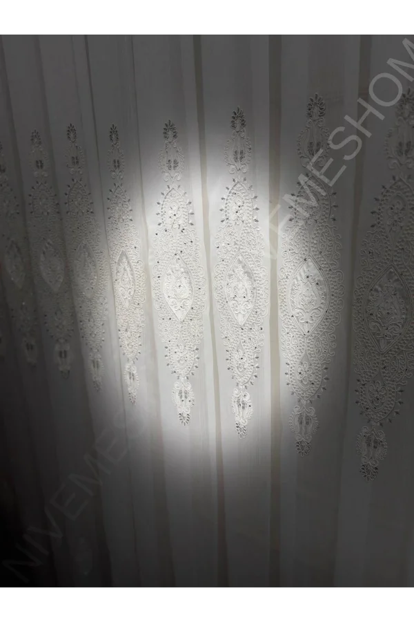 NİVEMESHOME ELİSYA 3812 GÜMÜŞ IŞILTILI 1/2,5 PİLELİ BAMBU TÜL PERDE