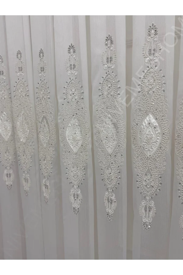 NİVEMESHOME ELİSYA 3812 GÜMÜŞ IŞILTILI  1/3 PİLELİ  BAMBU TÜL PERDE