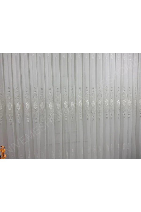 NİVEMESHOME ELİSYA 3812 GÜMÜŞ IŞILTILI  1/3 PİLELİ  BAMBU TÜL PERDE