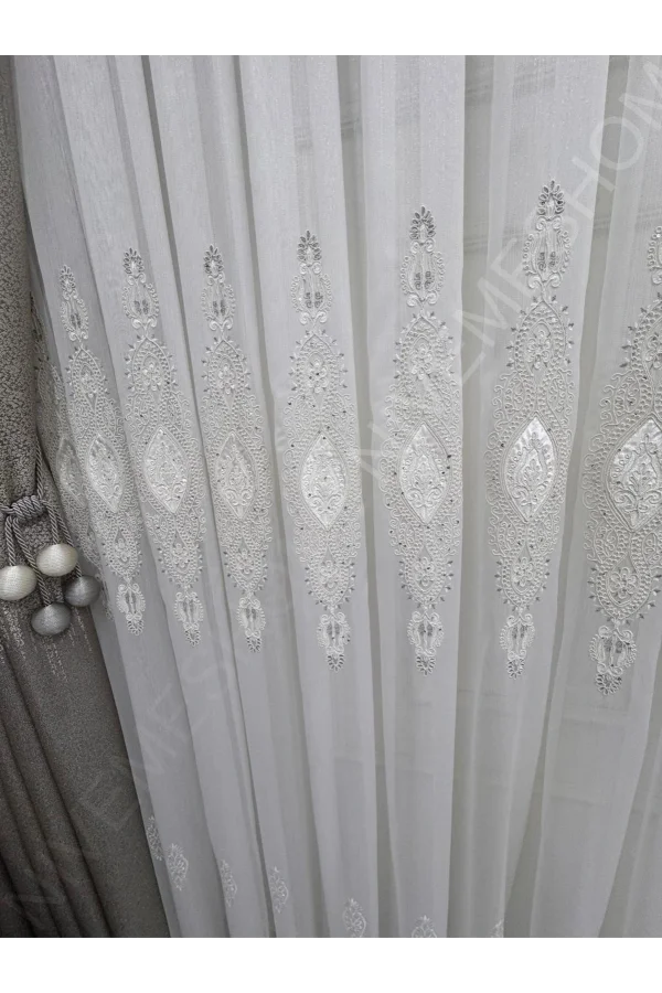 NİVEMESHOME ELİSYA 3812 СИЛЬВЕР СВЕТИЛЬНЫЙ 1/3 ПЛИССИРОВАННЫЙ БАМБУКОВЫЙ ТЮЛЬ ЗАНАВЕС