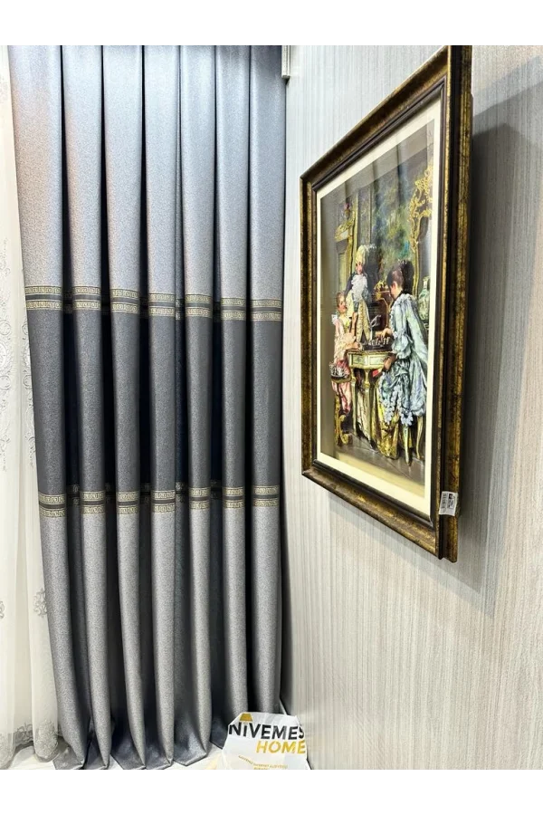 NİVEMESHOME ЭЛИЗА СЕРЫЙ V-2536 1/3 ПЛОТНЫЙ ЗАНАВЕСОЧНЫЙ ПЛЕН APM