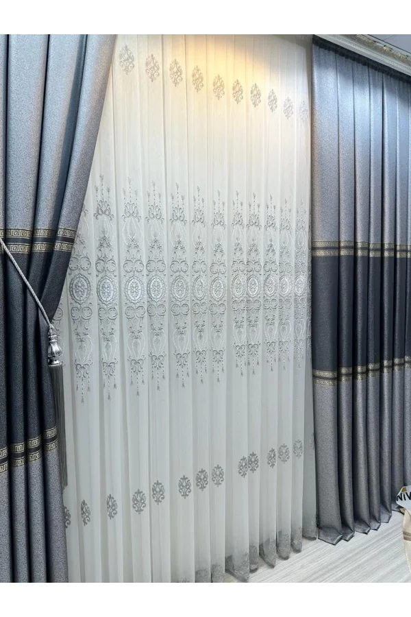 NİVEMESHOME ЭЛИЗА СЕРЫЙ V-2536 1/3 ПЛОТНЫЙ ЗАНАВЕСОЧНЫЙ ПЛЕН APM