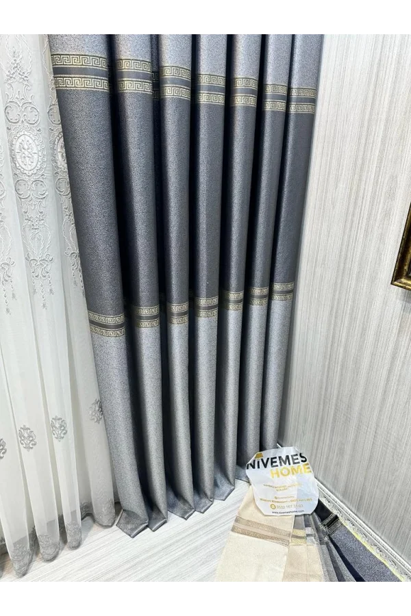 NİVEMESHOME ЭЛИЗА СЕРЫЙ V-2536 1/3 ПЛОТНЫЙ ЗАНАВЕСОЧНЫЙ ПЛЕН APM