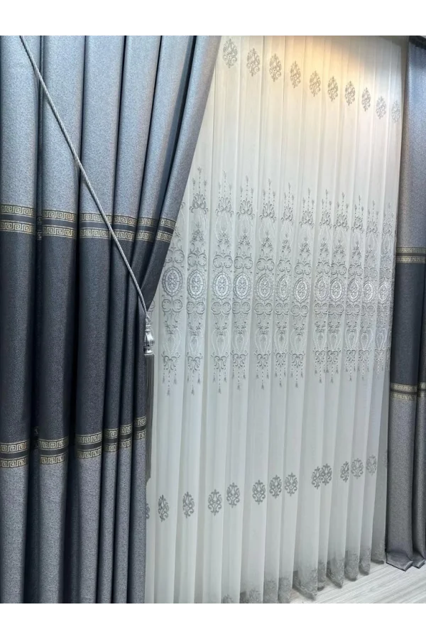 NİVEMESHOME ЭЛИЗА СЕРЫЙ V-2536 1/3 ПЛОТНЫЙ ЗАНАВЕСОЧНЫЙ ПЛЕН APM