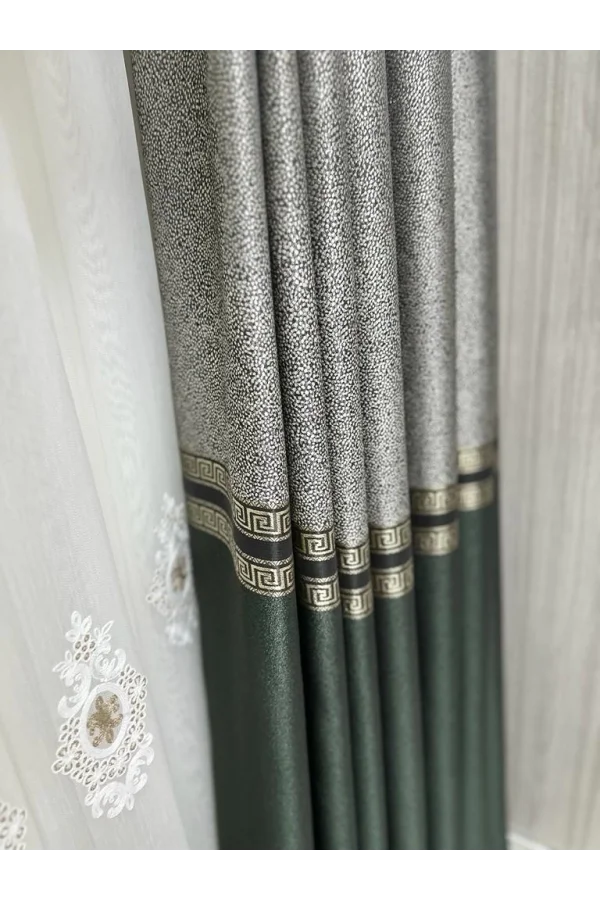NİVEMESHOME ELİZA V-2547 GREEN 1/3 THICK PLEATED SHEER CURTAIN APM