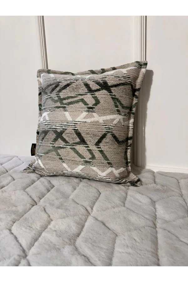 NIVEMESHOME FIBER FILLED CUSHION 45X45 MATEO 63-04 GREEN-CREAM