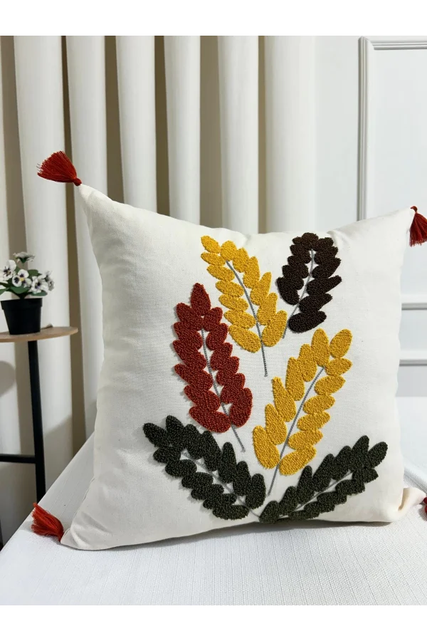 FUNDAS DE COJÍN BORDADAS CON HOJAS DE ROBLE RELLENAS DE FIBRA NIVEMESHOME 45X45