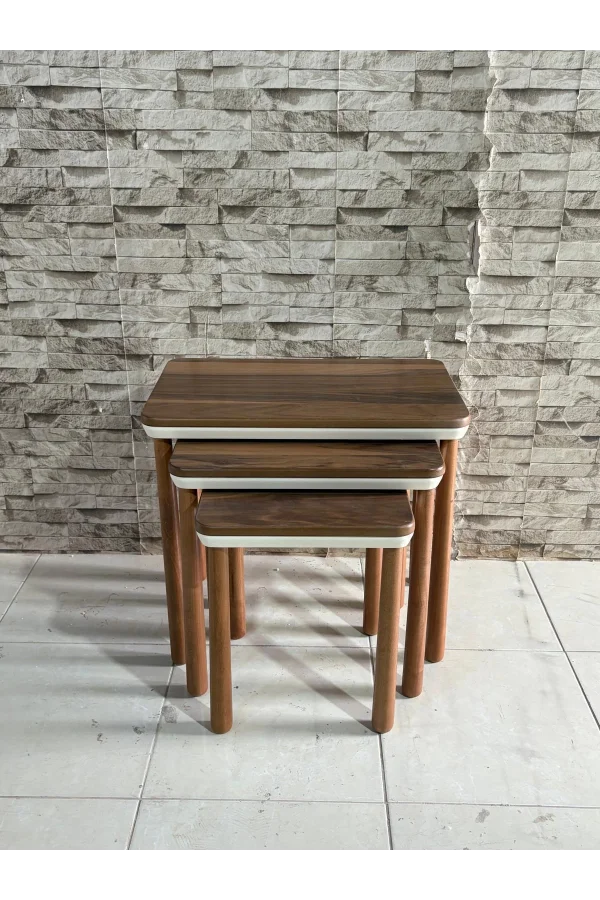 NİVEMESHOME ESTA CEVİZ-KREM ZİGON SEHPA