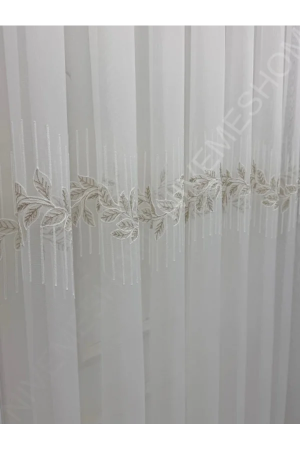 NİVEMESHOME EYLÜLZADE GOLD DETAY 1/3  PİLELİ TÜL PERDE APM