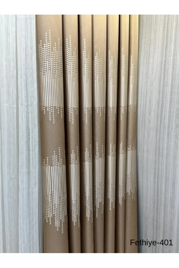 NİVEMESHOME FETHİYE 614178 GOLD V-401 1/3 DİK DOKU ZARF PERDE APM
