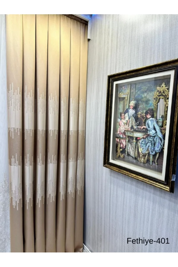 NİVEMESHOME FETHİYE 614178 GOLD V-401 1/3 DİK DOKU ZARF PERDE APM