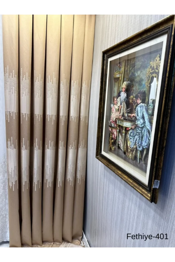 NİVEMESHOME FETHİYE 614178 GOLD V-401 1/3 DİK DOKU ZARF PERDE APM
