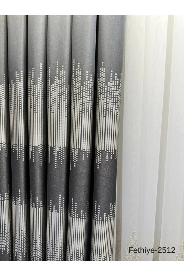 NİVEMESHOME FETHİYE 614178 ANTRASİT V-2512 1/3 SIK PİLELİ FON PERDE APM