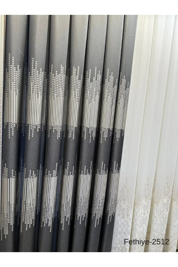 NİVEMESHOME FETHİYE 614178 ANTRASİT V-2512 1/3 SIK PİLELİ FON PERDE APM