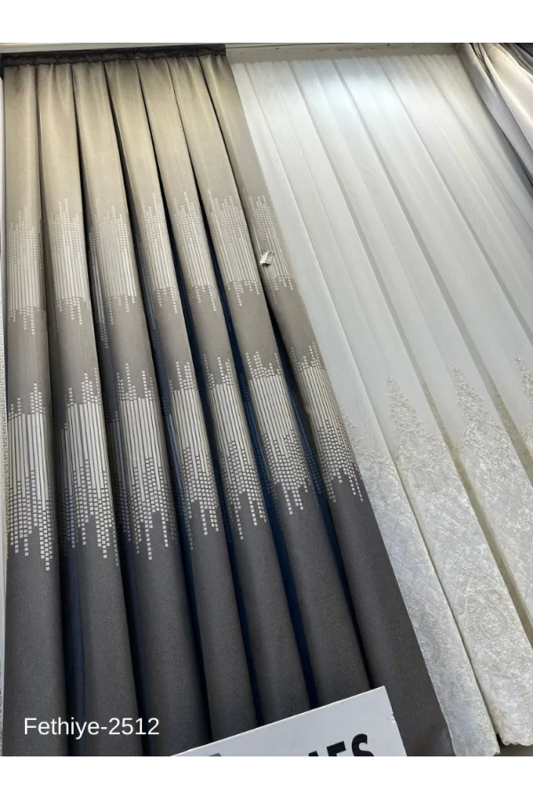 NİVEMESHOME FETHİYE 614178 ANTRASİT V-2512 1/3 SIK PİLELİ FON PERDE APM