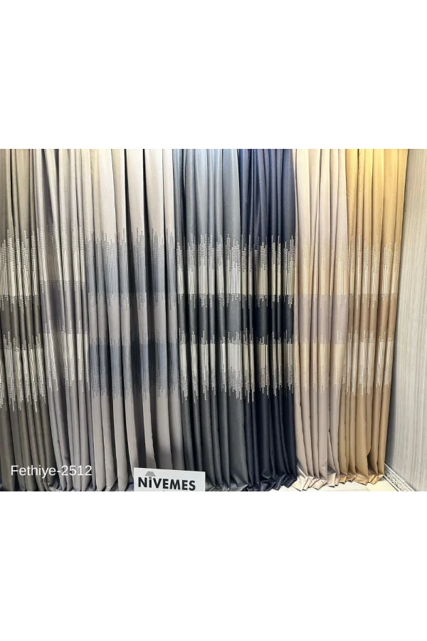 NİVEMESHOME FETHİYE 614178 ANTRASİT V-2512 1/3 SIK PİLELİ FON PERDE APM
