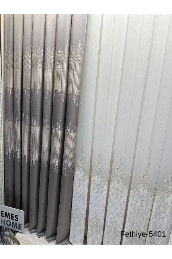 NİVEMESHOME FETHİYE 614178 GRAU V-5401 1/3 DICHT GEPOLSTERTE LEICHTVORHANGSSTANGE