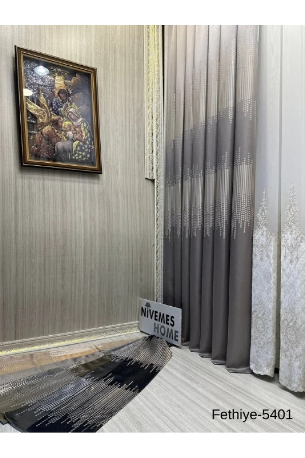 NİVEMESHOME FETHİYE 614178 GRAU V-5401 1/3 DICHT GEPOLSTERTE LEICHTVORHANGSSTANGE