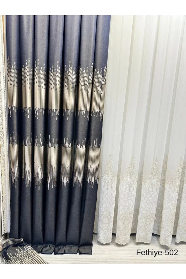 NİVEMESHOME FETHİYE FT614178 V-502 1/3 DENSE VIOLET BACKGROUND CURTAIN APM