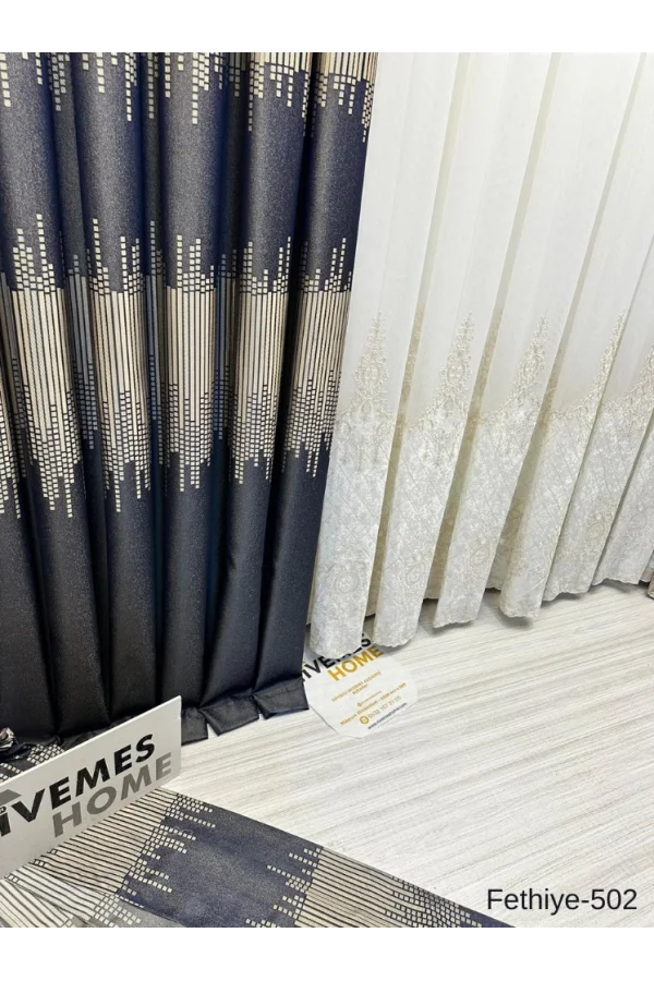 NİVEMESHOME FETHİYE FT614178 V-502 1/3 DENSE VIOLET BACKGROUND CURTAIN APM