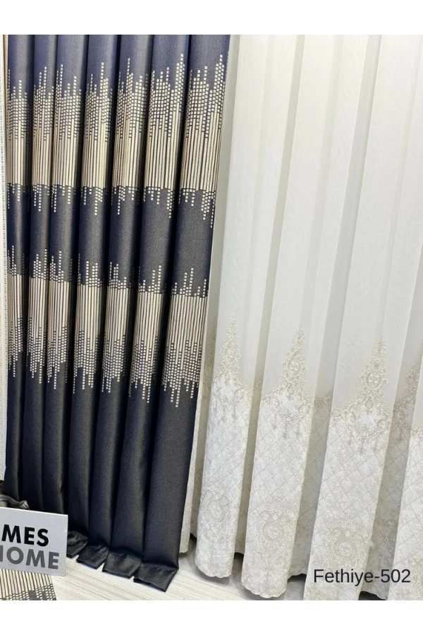 NİVEMESHOME FETHİYE FT614178 V-502 1/3 DENSE VIOLET BACKGROUND CURTAIN APM