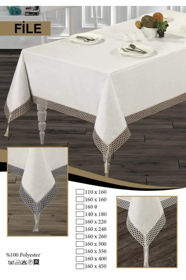 NİVEMESHOME FİLE GRİ 160*220 MASA ÖRTÜSÜ EVLÜKS