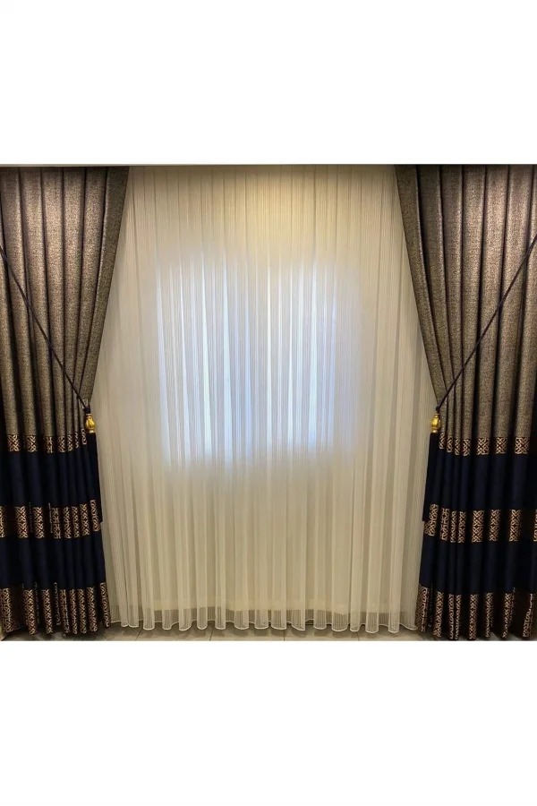 NİVEMESHOME FİTİLLİ SİMLİ 1/3 SIK PİLELİ TÜL PERDE APM