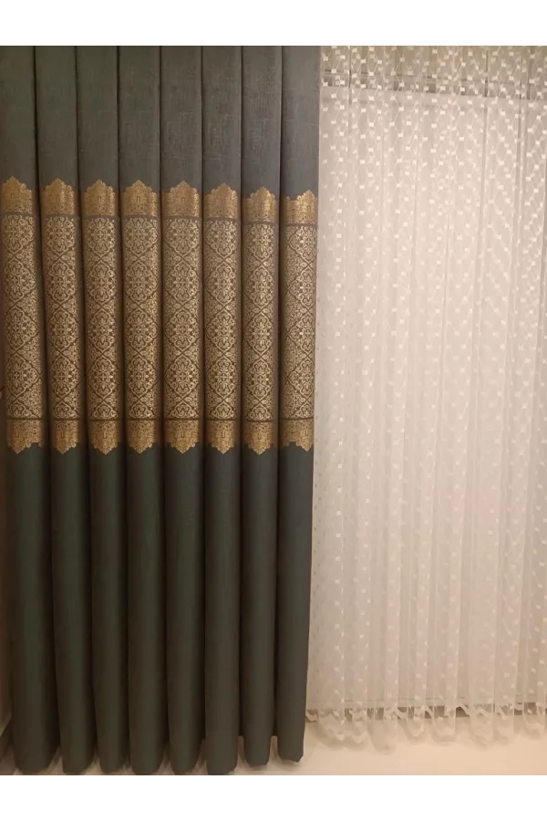 NİVEMESHOME FJ631749 V-2537 ARORA GRÜN 1/3 DICHTE PLISSIERTE VORHANG APM