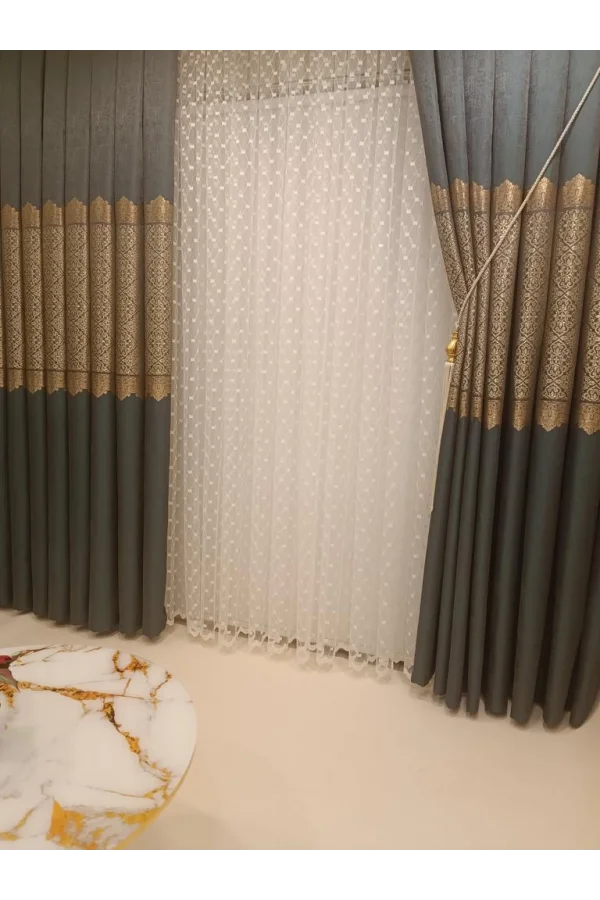 NİVEMESHOME FJ631749 V-2537 ARORA GRÜN 1/3 DICHTE PLISSIERTE VORHANG APM