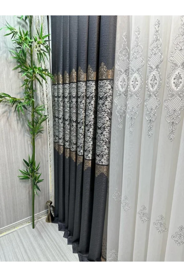 NİVEMESHOME FJ631749 V-2540 ARORA ANTRASİT 1/3 SIK PİLELİ FON PERDE APM