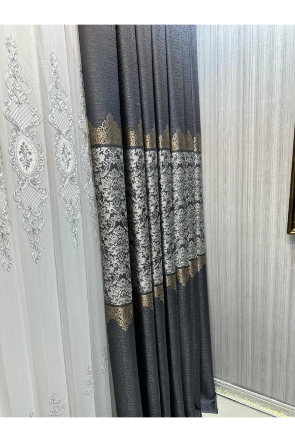 NİVEMESHOME FJ631749 V-2540 ARORA ANTRASİT 1/3 SIK PİLELİ FON PERDE APM