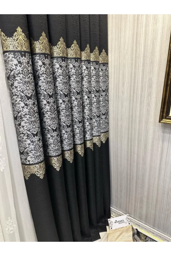 NİVEMESHOME FJ631749 V-924 ARORA ЧЕРНЫЙ 1/3 ГУСТОЕ ПОСТЕЛЬНОЕ ПЛЕТЕНИЕ ФОНОВАЯ ШТОРА APM