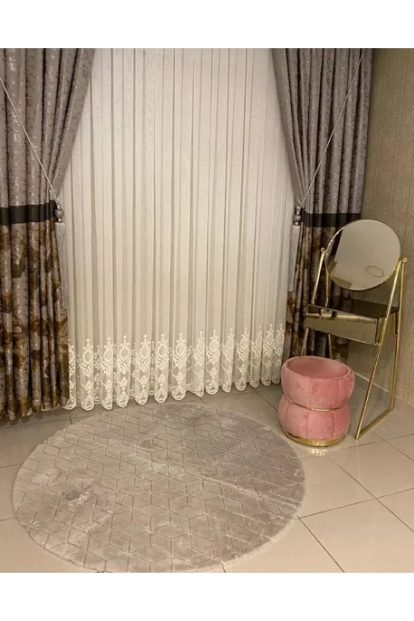 NİVEMESHOME FLORA ROCK BESTICKT 1/3 DICHTE FALTEN VORHANG APM