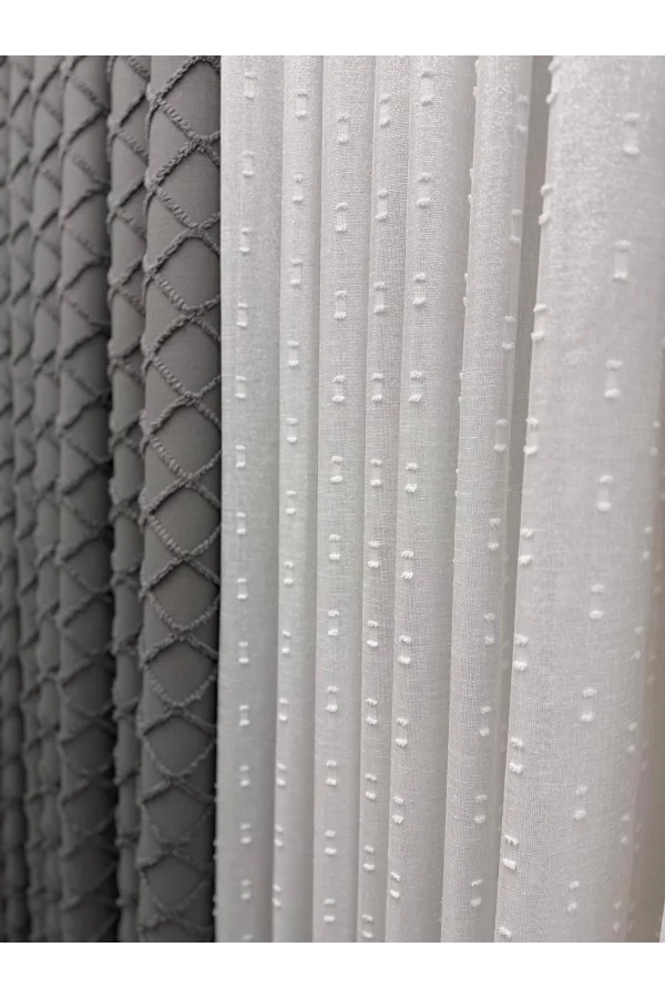 NİVEMESHOME FLORİDA KETEN GÖRÜNÜMLÜ BOHEM TARZ PONPON 1/3 SIK PİLELİ TÜL PERDE APM