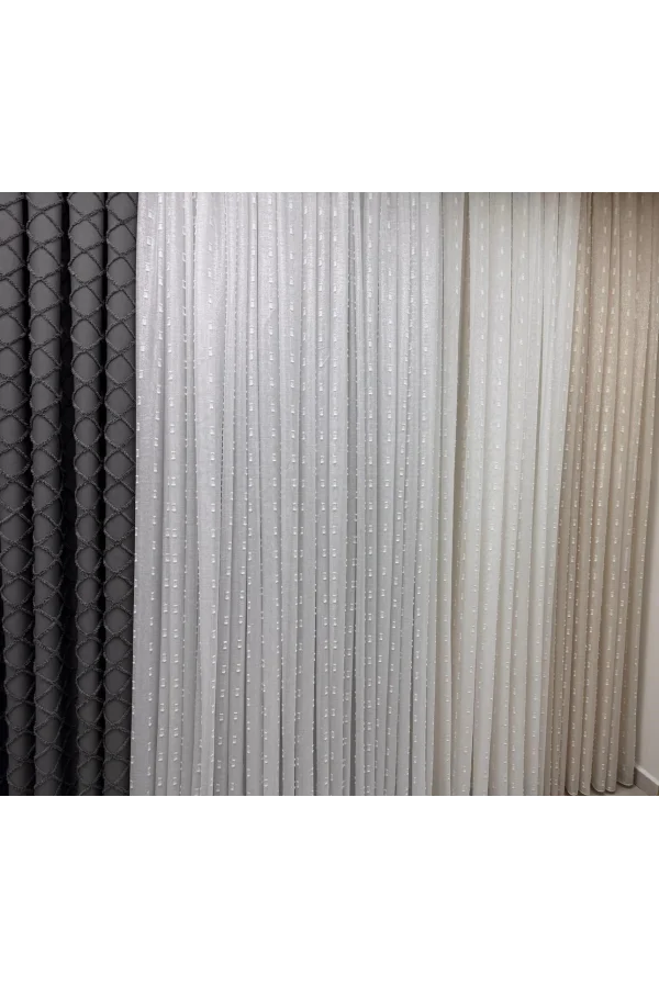 NİVEMESHOME FLORİDA KETEN GÖRÜNÜMLÜ BOHEM TARZ PONPON 1/3 SIK PİLELİ TÜL PERDE APM