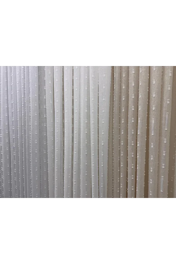 NİVEMESHOME FLORIDA LEINENOPTIK CHAMPAGNERFARBENER BOHÈME-STIL POMPOM 1/3 DICKFALTIGER TÜLLVORHANG APM