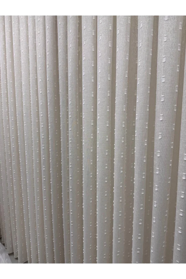 NİVEMESHOME FLORIDA LEINENOPTIK CHAMPAGNERFARBENER BOHÈME-STIL POMPOM 1/3 DICKFALTIGER TÜLLVORHANG APM